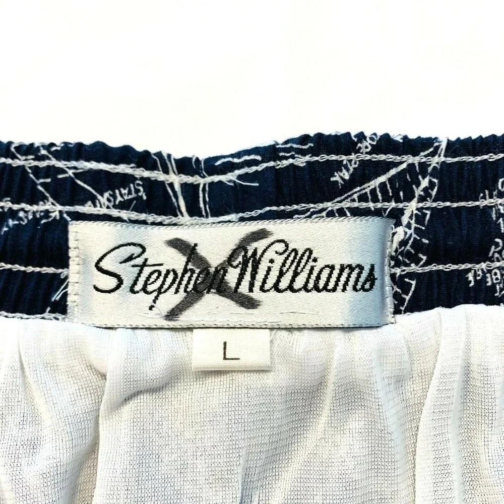 Vtg Stephen Williams Swim Trunks Board Shorts Print Mesh Brief Lined L Navy NWOT